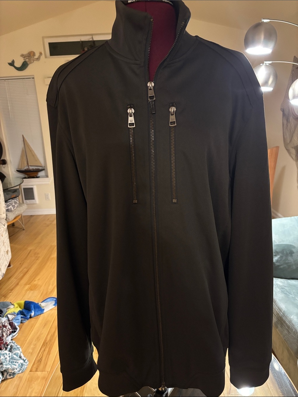 Calvin Klein Men's Dark Olive Lightweight Full-Zip Jacket